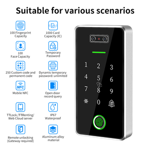 TTLock Reconocimiento facial Control DE ACCESO Lector de tarjetas RFID Abridor de bloqueo de huellas dactilares biométrico Aplicación TTHOTEL Sistema de entrada de puerta IP67 - Product Image 4