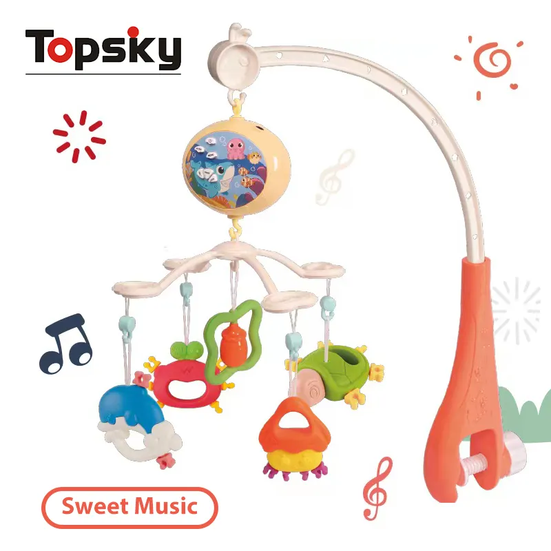 Nouveau-né sommeil apaisant infantile jouets Musical télécommande rotatif projecteur lit cloche bébé berceau suspendus jouets bébé jouets pour cadeau