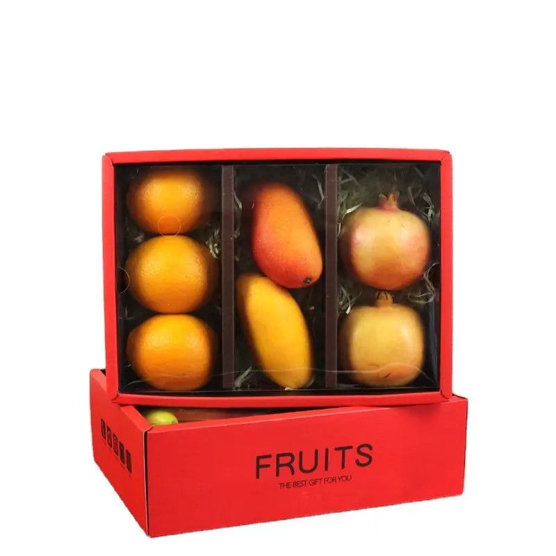 الحديثة نمط الفاكهة صندوق تغليف ورقي العصير الخوخ المانجو صناديق من الورق المقوى مع نافذة