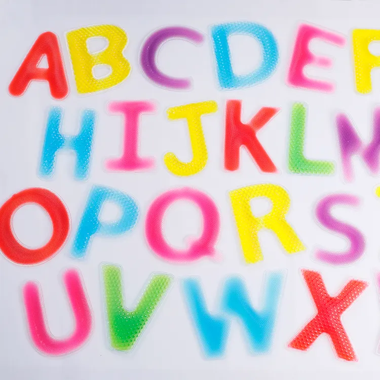 Eğitici İngilizce harfler alfabe öğrenme dokunmatik oyuncak yumuşacık Sparkle duyusal jel sıvı şekli doku otizm çocuklar için
