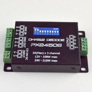 Оптовая продажа, драйвер декодера PX24506 DMX512 9A DMX 512 усилитель 12 В 24 В светодиодный DMX512 контроллер для 5050/3528 RGB светодиодные полосы