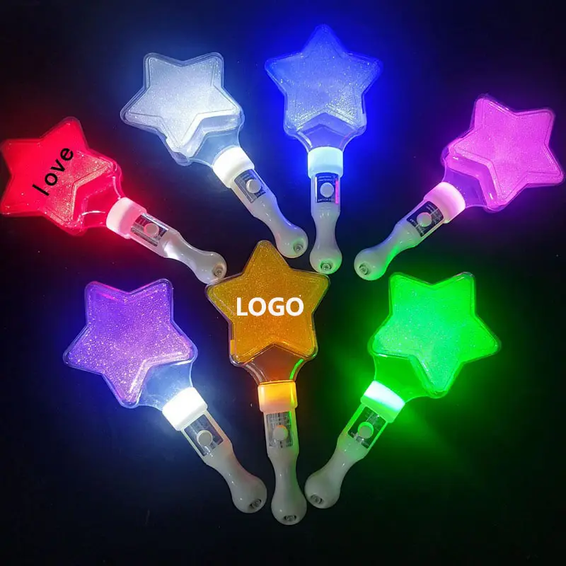 Venta al por mayor logotipo personalizable LED estrella de cinco puntas barra luminosa, barra de flash estrella, palo de soporte de concierto