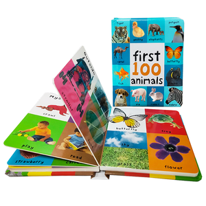 Çocuklar kitap baskısı ilk 100 hayvanlar çocuklar için karton kitap eğitim öğrenme kelimeleri karton kitap - Product Image 1