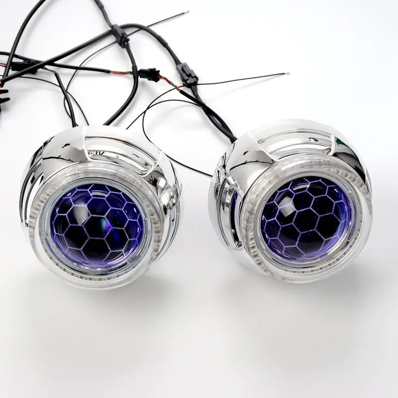 Aoc CQL-yeux d'ange LED 3 pouces, Mini Hid Bi Xenon, lentille de projecteur, nid d'abeille pour hella 5