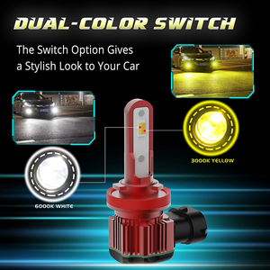 ไฟตัดหมอก LED สีคู่ H7 พร้อมรีโมทคอนโทรล สีขาวและสีเหลือง - Product Image 3