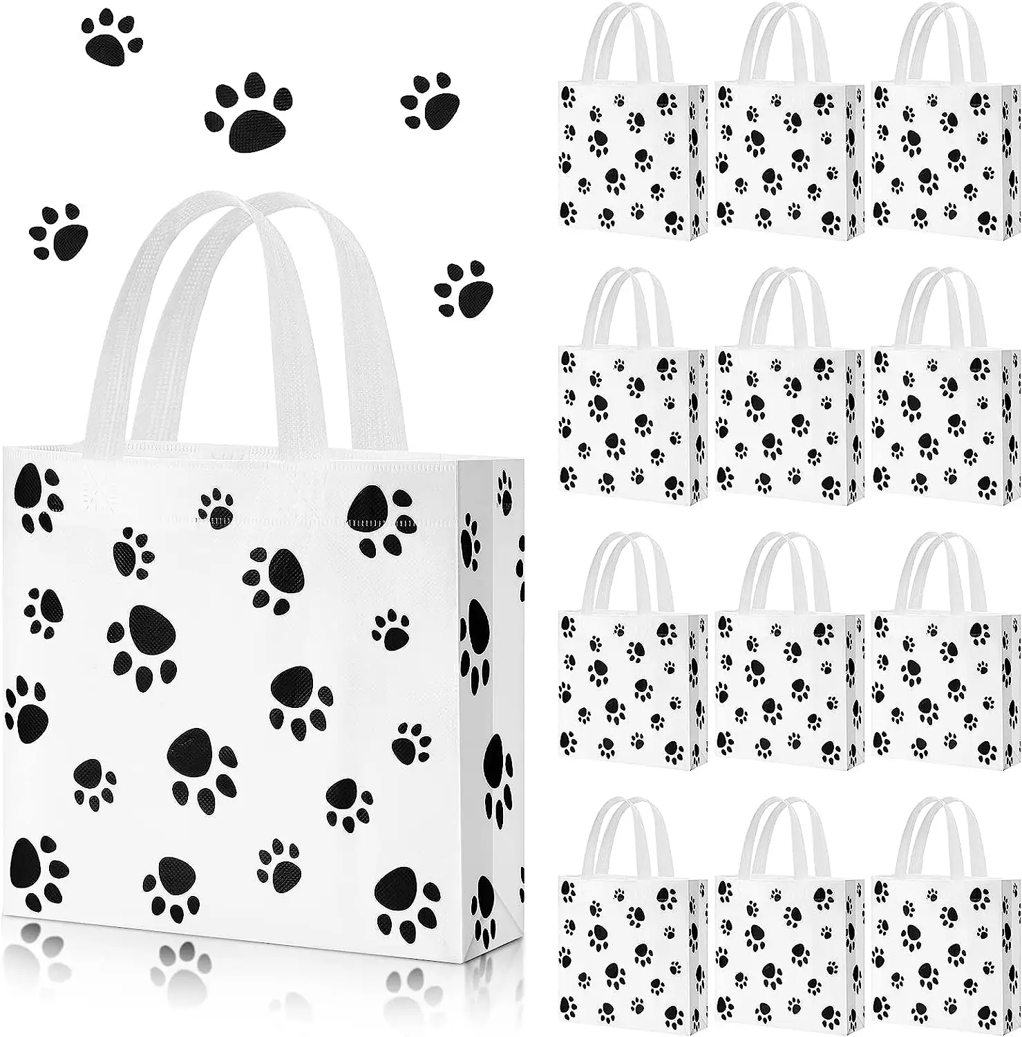 Tas hadiah anjing kustom tas permen Gambar cakar dapat digunakan kembali kapasitas besar bukan tenunan dengan tas cetak cakar pegangan