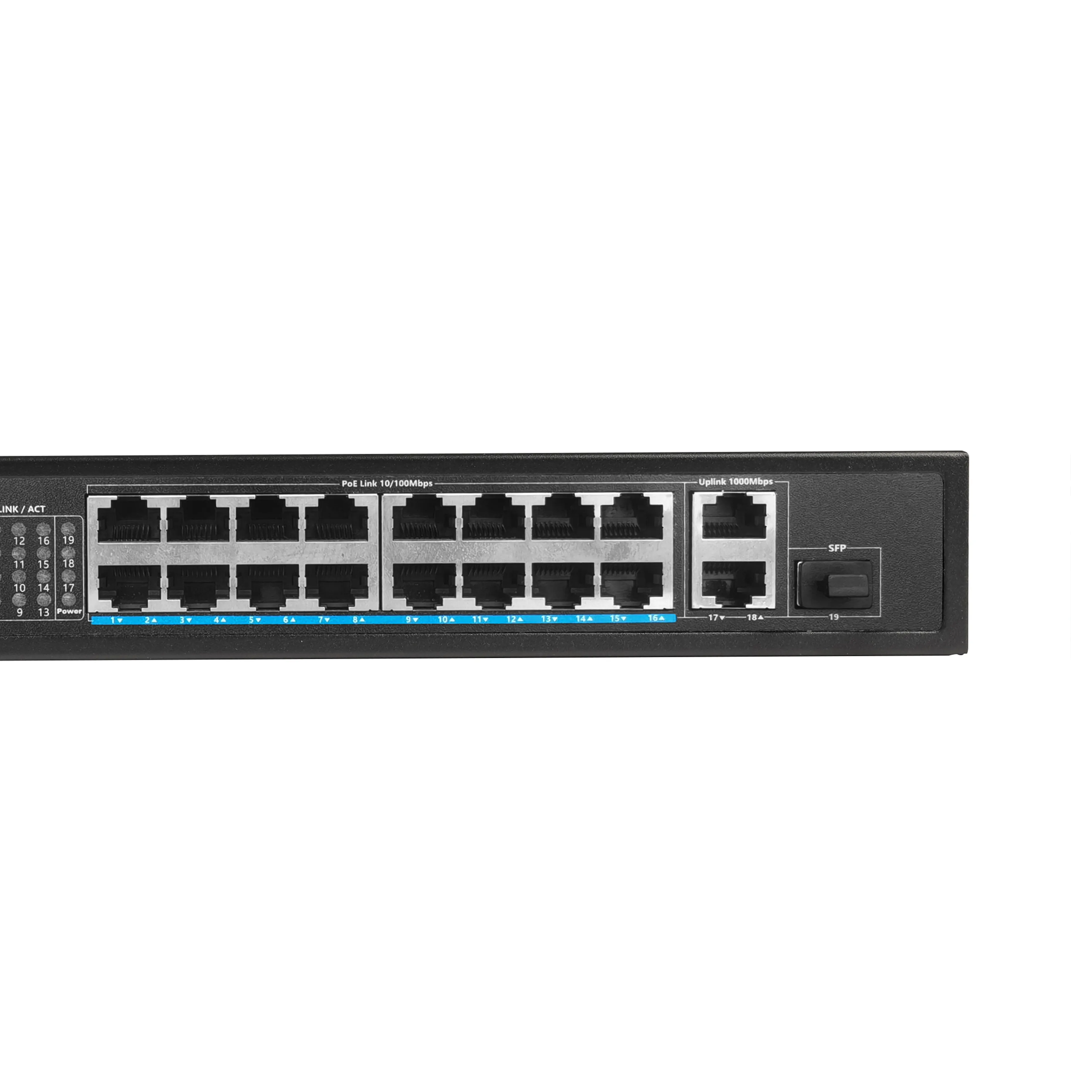 Produsen PoE Switch OEM 16 port 10/100/1000M sakelar jaringan untuk ponsel AP kamera router