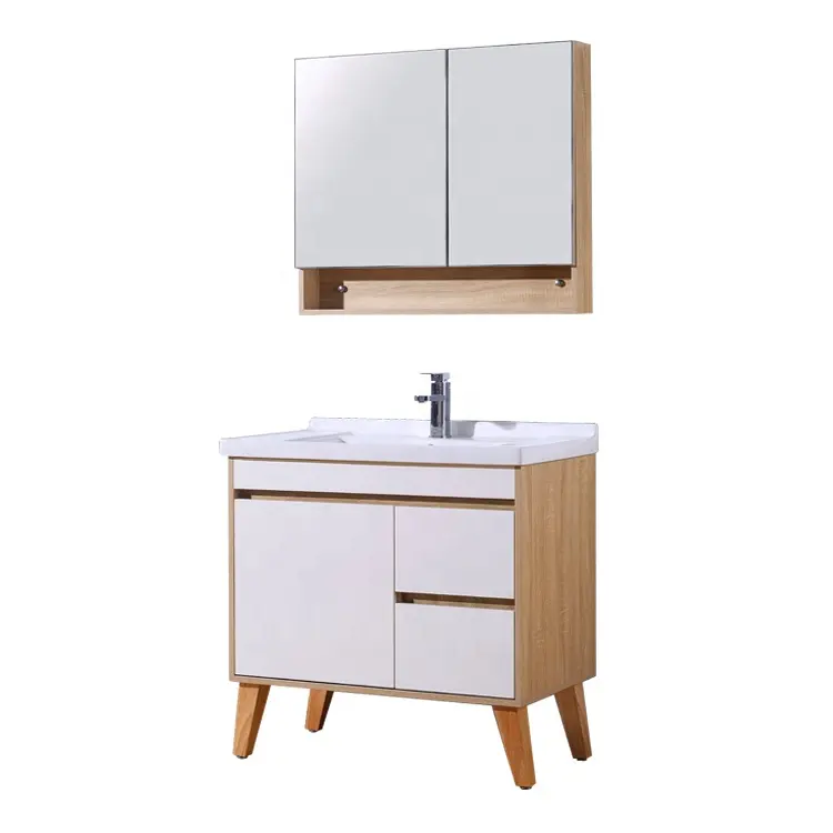 White Free Standing Bathroom Cabinet Wooden Washbasin Cabinet Waterproof Bathroom Furniture