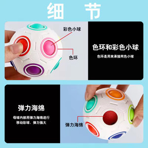 彩虹球12孔立方体多功能智能拼图坐立不安立方体三步魔术拼图玩具 - Product Image 3