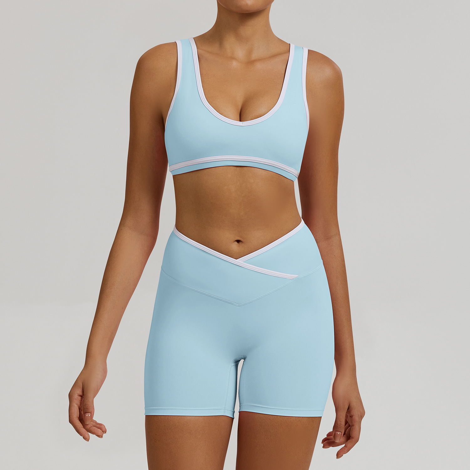 shorts + bra water blue