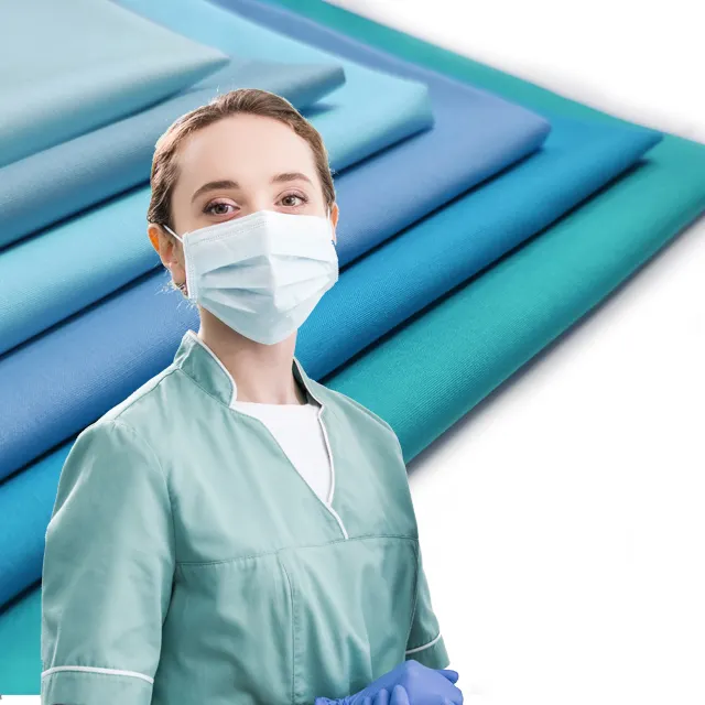 Ospedale saia TC tessuto in poliestere/cotone tessuti per abbigliamento medico infermiere uniformi mediche fornitore di produzione