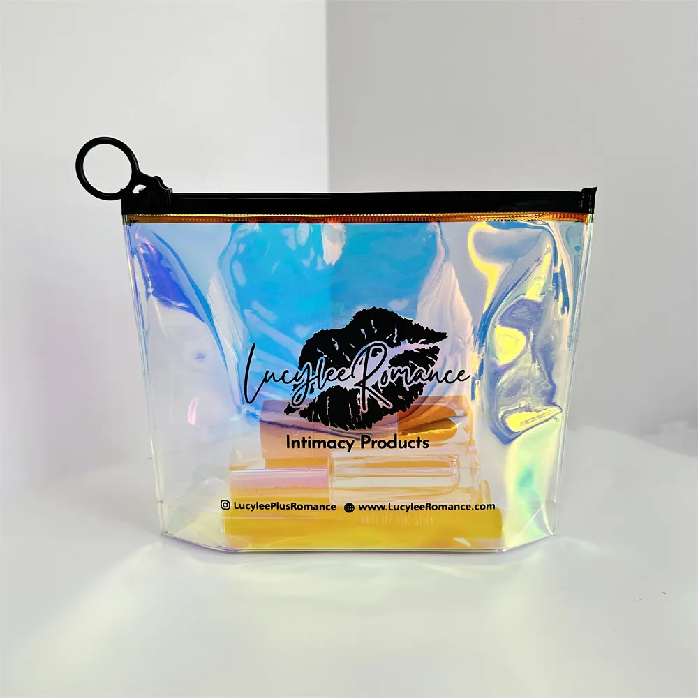 高級カスタマイズロゴホログラフィックプラスチックスタンドアップジッパーバッグ化粧品レーザージップロックポーチ用ファッション包装バッグ