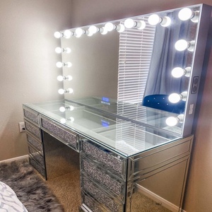 Vanity Desk <strong>with</strong> <strong>Mirror</strong> and Lights Modern European Drawers <strong>Storage</strong> Bedroom Furniture Nordic White Vanity Makeup <strong>Dressing</strong> <strong>Table</strong>