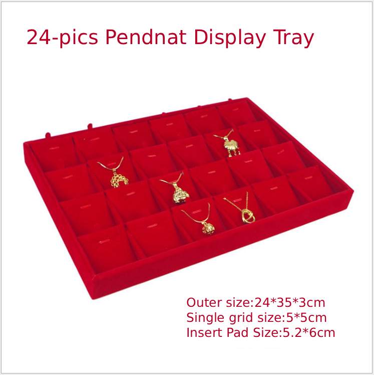 Rouge (Plateau à pendentifs en velours, 24 compartiments)