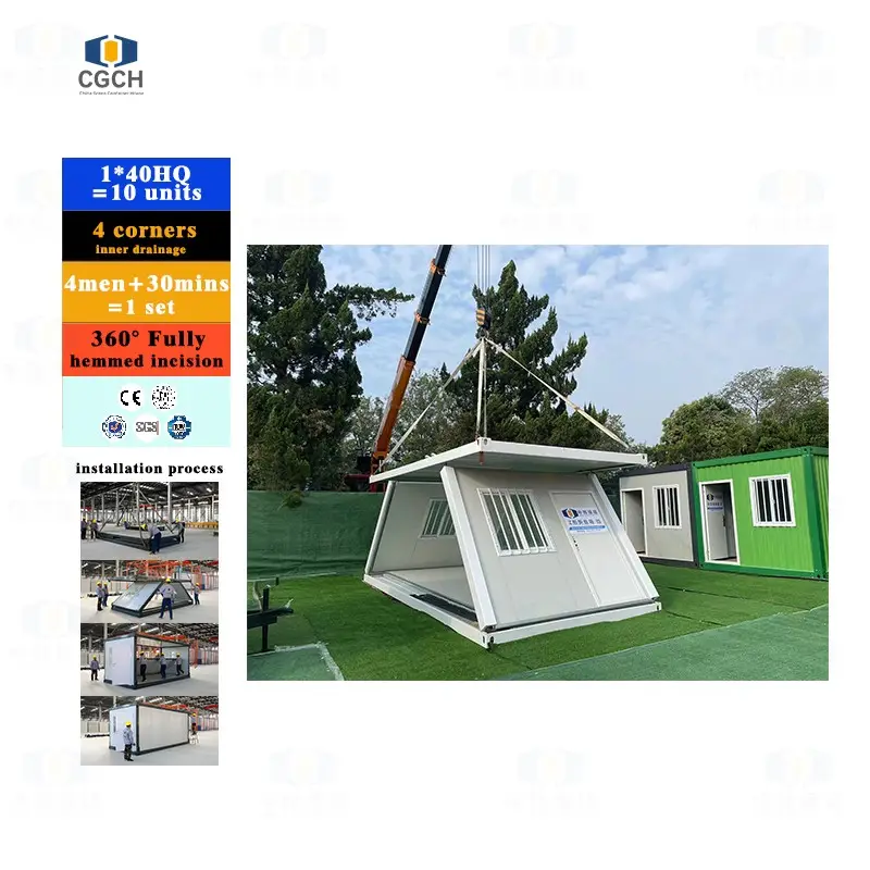 CGCH 20ft 40ft foldable container office Waterproof Sandwich Panel Prefab folding Container Homes dormitory oil camp field