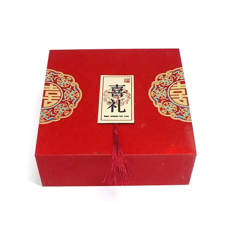 Recuerdos de dulces de boda Regalo de Año Nuevo Caja de estilo chino rojo magnético de cartón