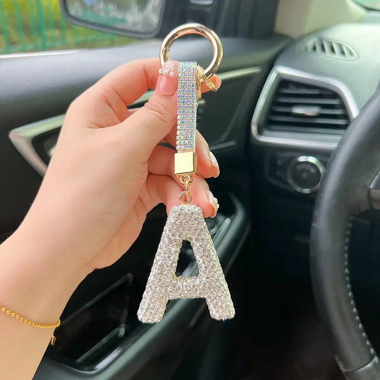 NEU Stil Strass Taschen Anhänger Paare Luxus Schlüssel anhänger Bling Bling Shiny Diamond English Letter Schlüssel bund