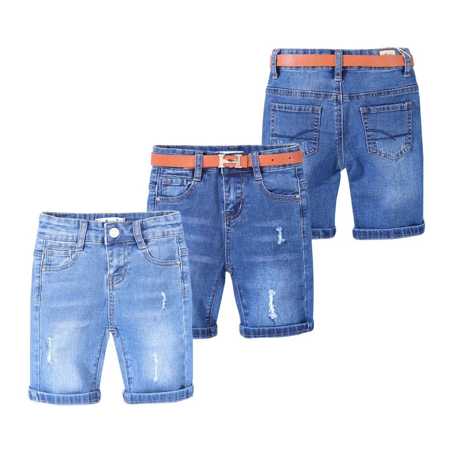 Short en jean brodé de haute qualité pour petits enfants Nouvel arrivage Jeans déchiré avec logo personnalisé pour enfants garçons