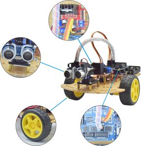 Kit di telaio per auto Robot intelligente con modulo UNO R3-giocattolo educativo per il monitoraggio della programmazione progettata per evitare gli ostacoli