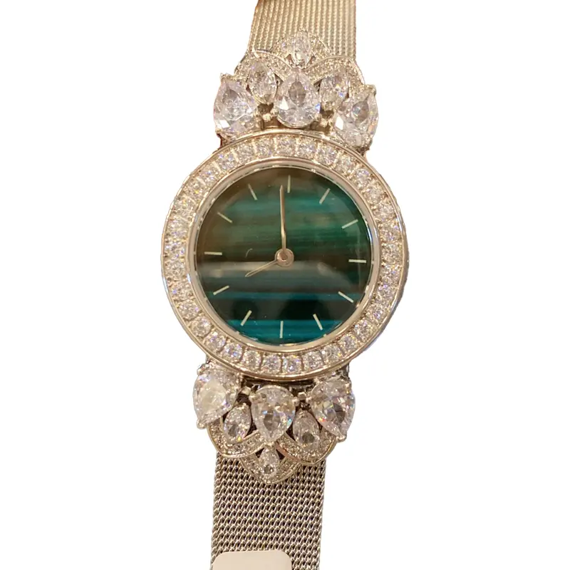 Relojes de acero inoxidable para mujer, relojes de cuarzo de lujo de alta calidad para mujer, Joyería de diamantes, reloj, pulsera, correa de satén