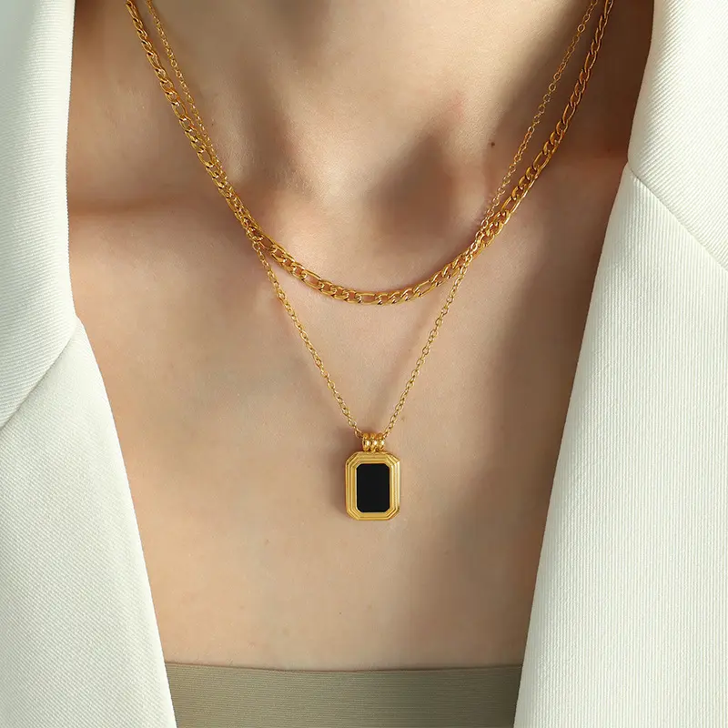 RW nuevo diseño Sexy clavícula cadena turquesa Cruz colgante gargantilla Collar chapado en oro capas collares collar de oro para mujer