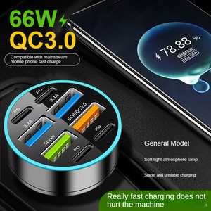 6 8 <strong>4</strong> in 1 Super Fast Car Charger <strong>Adapter</strong> With Digital Display LED Universal PD+QC3.0 Car Lighter USB Charge for IPhone Android - Product Image 4