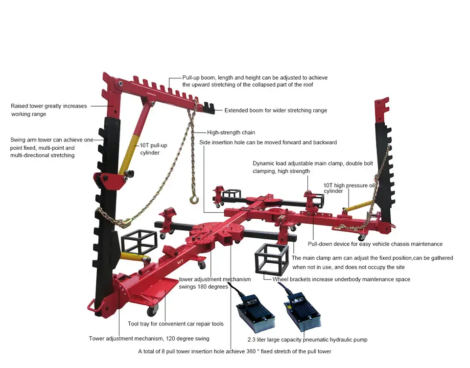 Vendita calda 3000kg Automotive Chassis Frame Bench body collision incidente sistema di riparazione rapida tirando la piastra del telaio della macchina