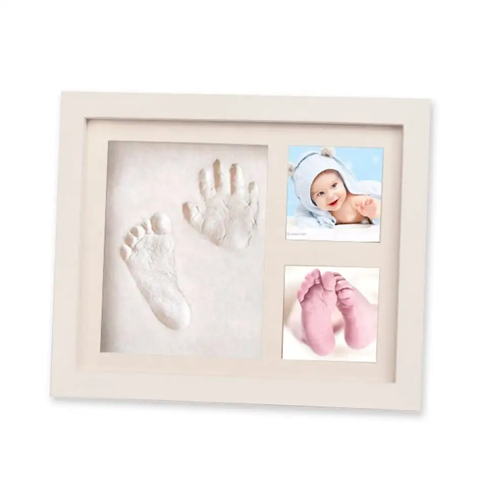 Regalo neonato ragazze ragazzi Baby Picture Display Handprint Footprint Frame Kit con argilla