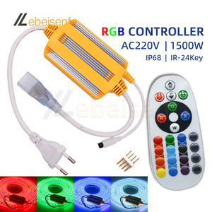 IP68 водонепроницаемый RGB контроллер с 24-клавишным беспроводным пультом дистанционного управления ЕС AC220V 4-Pin 11 мм 16 цветов затемнения для наружного освещения 1500 Вт - Product Image 2