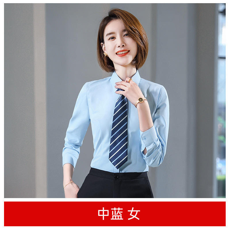 (female)medium blue shirt