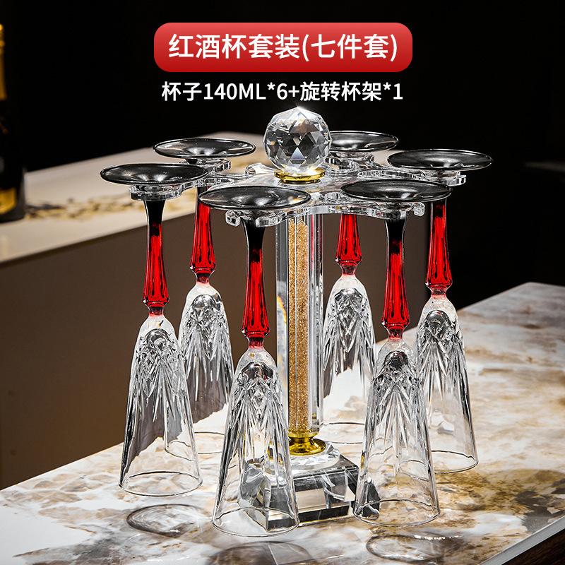 Bicchieri da champagne serie Melody a righe rosse 6 pz-diamante oro r