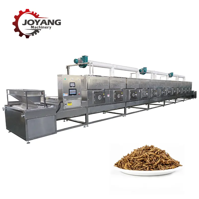 Automatic Black Soldier Fly Larvae Industrial Tunnel Microwave Drying Machine