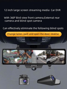New 360&deg; Birdview Camera 12&quot; Dash Cam 6 CH 1080P Driving Video Recorder Car Dvr with Blind View Camera <strong>Rearview</strong> Mirror DVR - Product Image 2