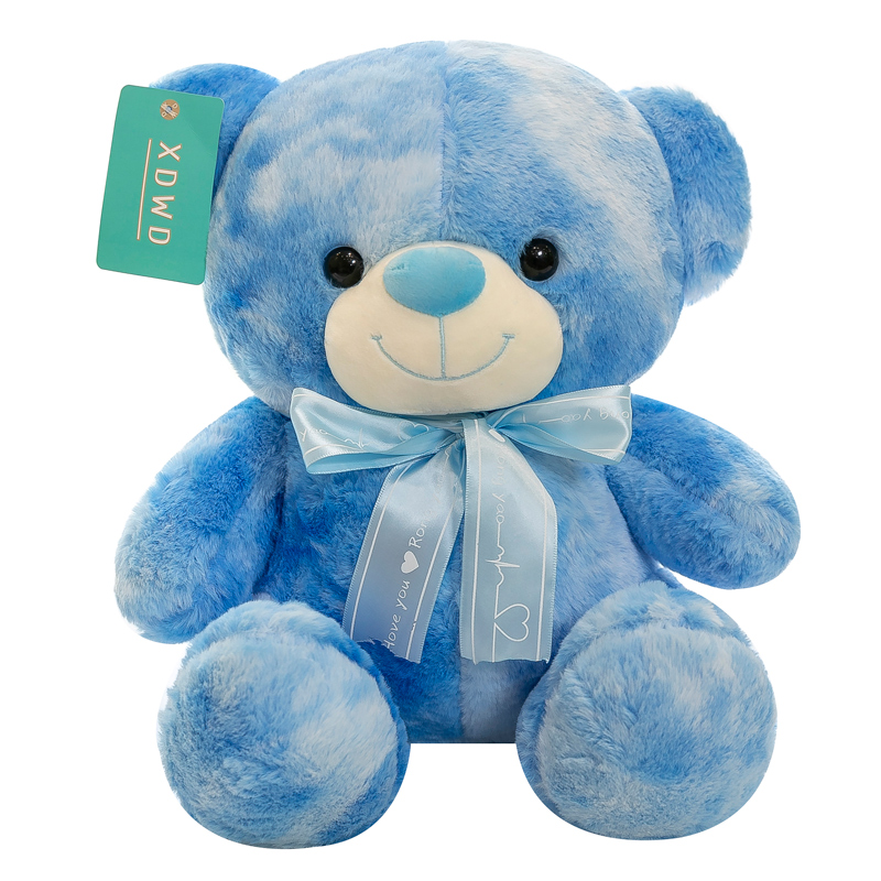 ぬいぐるみぬいぐるみ子供ギフト青いネクタイ染めクマソフトお座りクマぬいぐるみカスタムぬいぐるみ - Product Image 1