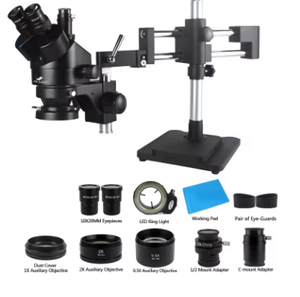 3.5X 90X 180X Simul-Focal Doble B-oom Soporte Trinocular Estéreo Zoom Microscopio 38MP 2K HD USB Cámara 144 Luz LED Microscopio - Product Image 5