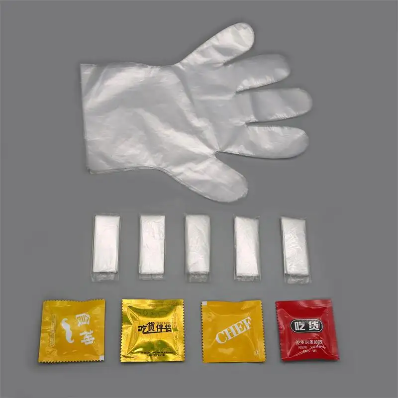 Одноразовые полиэтиленовые перчатки прозрачные индивидуальные Упакованные перчатки из полиэтилена для острых раков