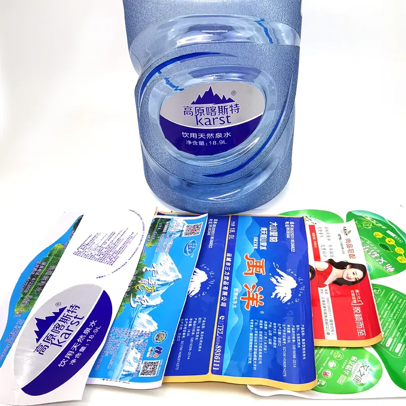 Günstiger Preis Benutzer definierter Druck Logo Cut Label Logo Aufkleber Kleber Pvc Label Aufkleber für 5 Gallonen Wasser flasche