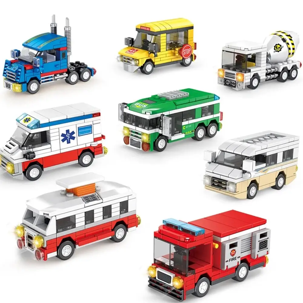 New City Series Bausteine Schulbus Camper Modell Truck Ambulance Bricks Kinder Pädagogische Montage Spielzeug Kids Boy Geschenk