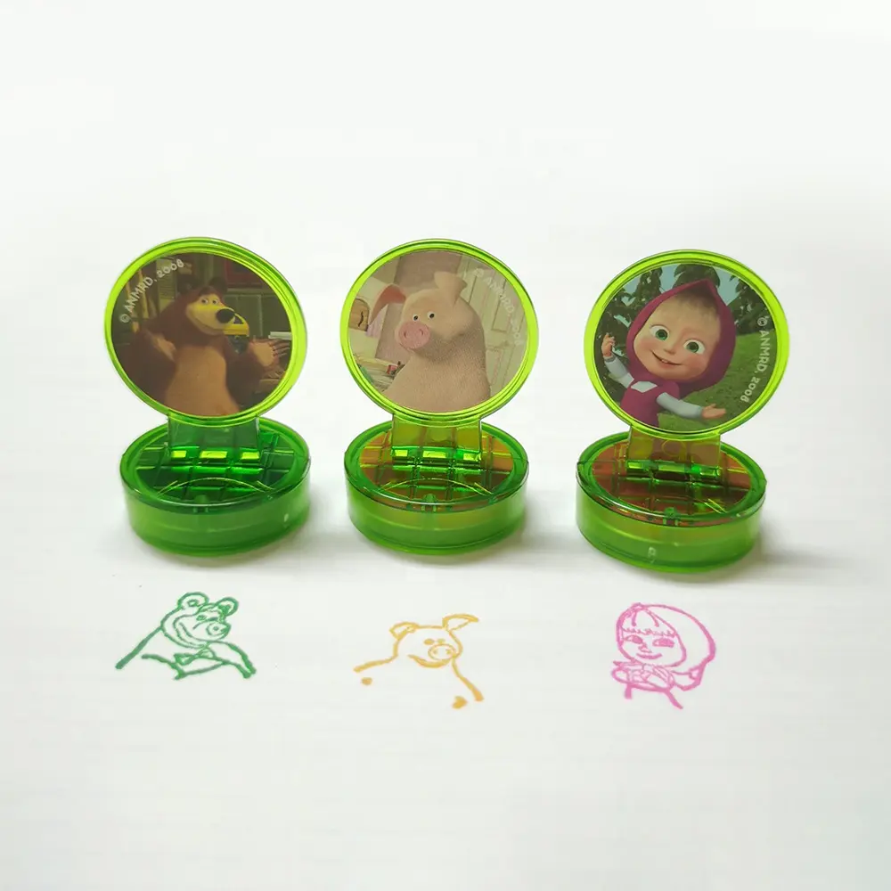 Perlengkapan Guru Dihua Stempel Karet Tinta Mandiri Stempel Nama Mainan Plastik Personalisasi Perangko Hewan Flash untuk Anak-anak