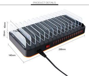 Superventas Cargador multipuerto de 100W Estación de carga USB de 15 puertos con placa deflectora para carga de teléfono de almohadilla múltiple Salida de 5V1A 2.4A