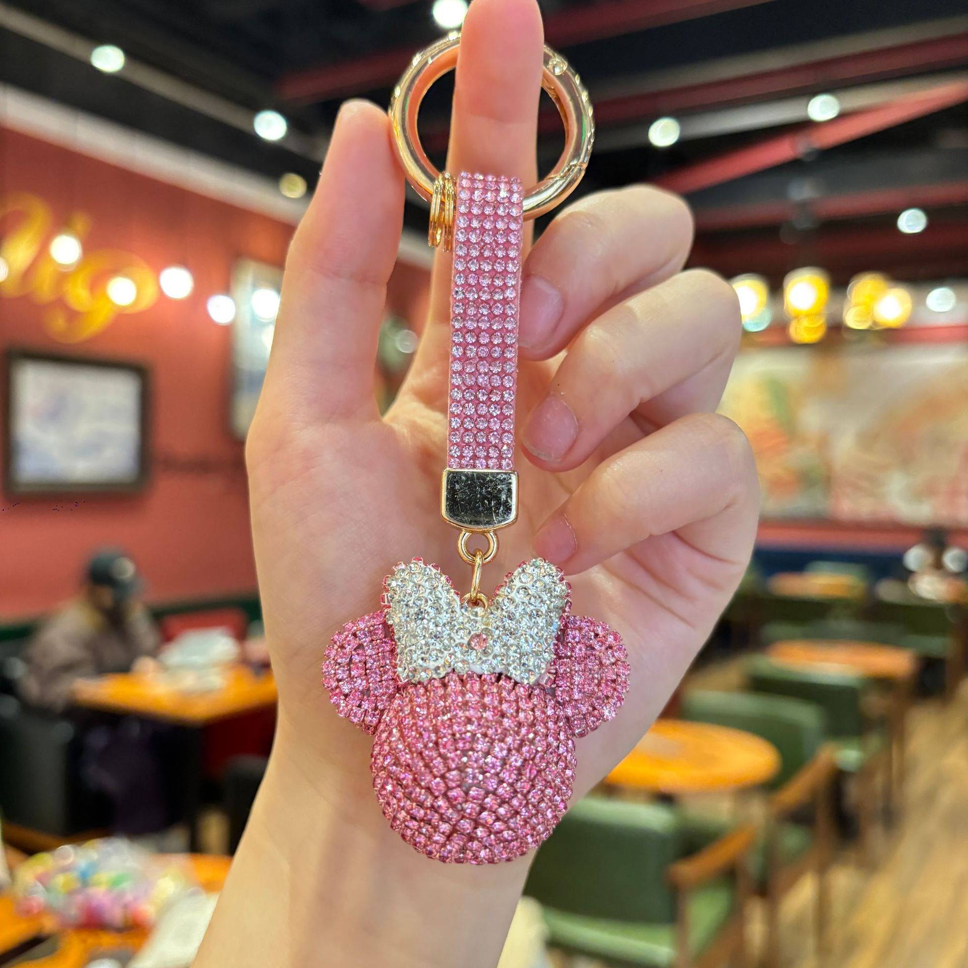 Cadena de garra con cabeza de Mickey - Rosa