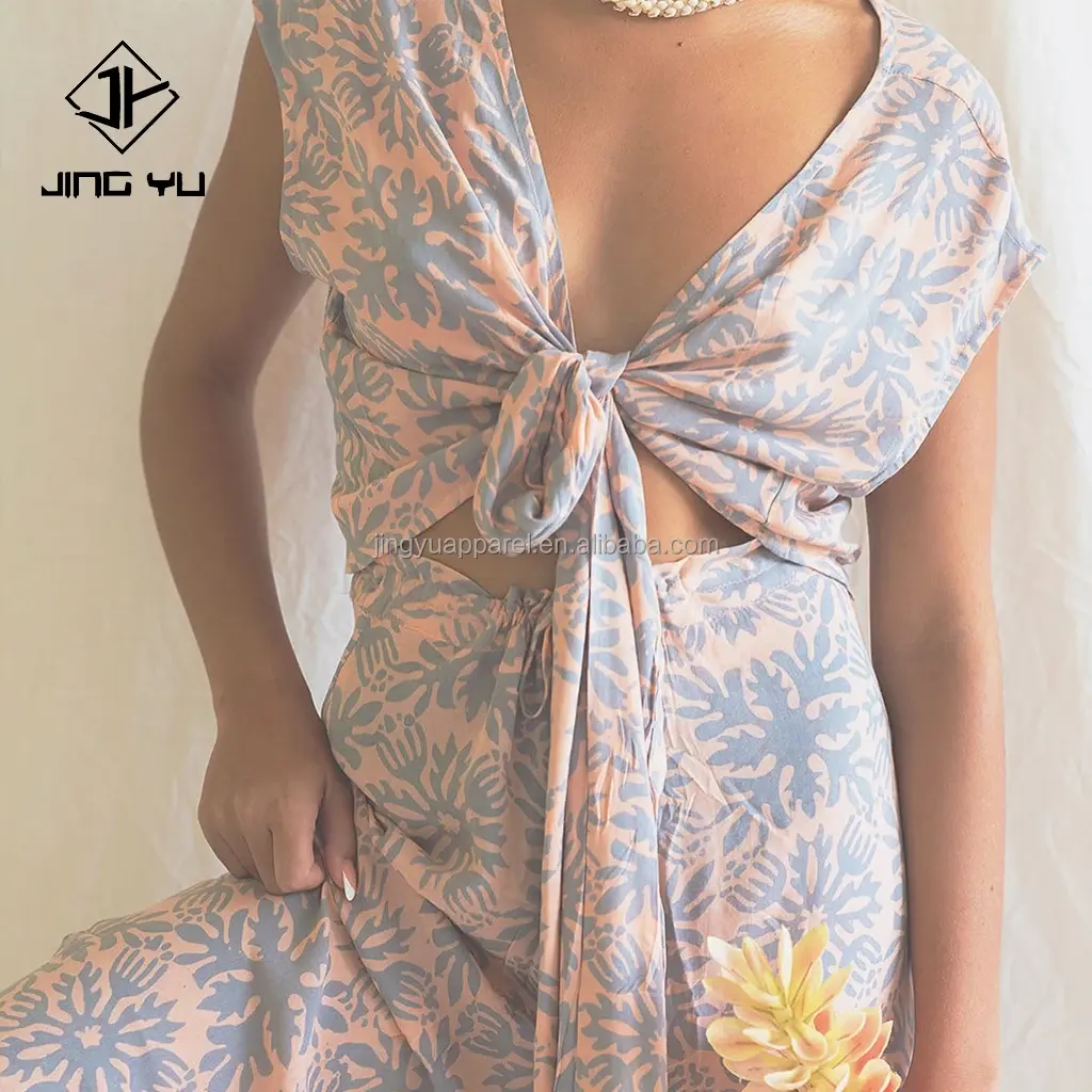 Vestido de praia havaiano de algodão para noite, vestido maxi sem mangas com alça ajustável e corte longo até o umbigo, com fenda