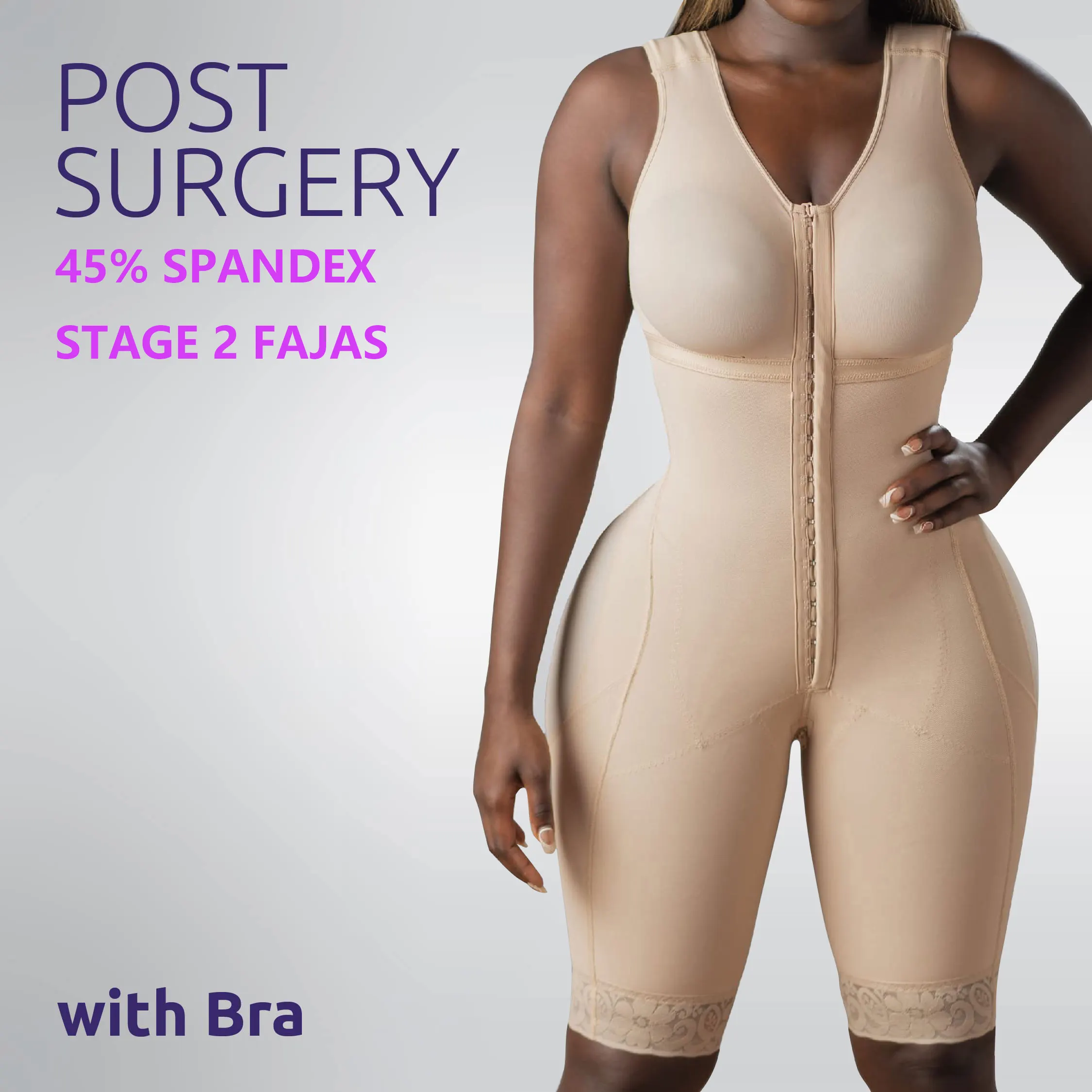 Liposuction लाइपो सर्जिकल संपीड़न कपड़ों Shapewear महिलाओं स्टेज 1 Fajas Colombianas पोस्ट सर्जरी के साथ जिपर खुले Crotch