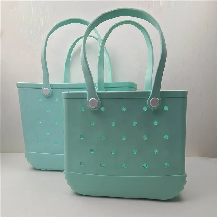 Venta al por mayor de moda para mujer playa impermeable Eva silicona verano goma bolsos logotipo personalizado Bogg cesta de la compra bolsas