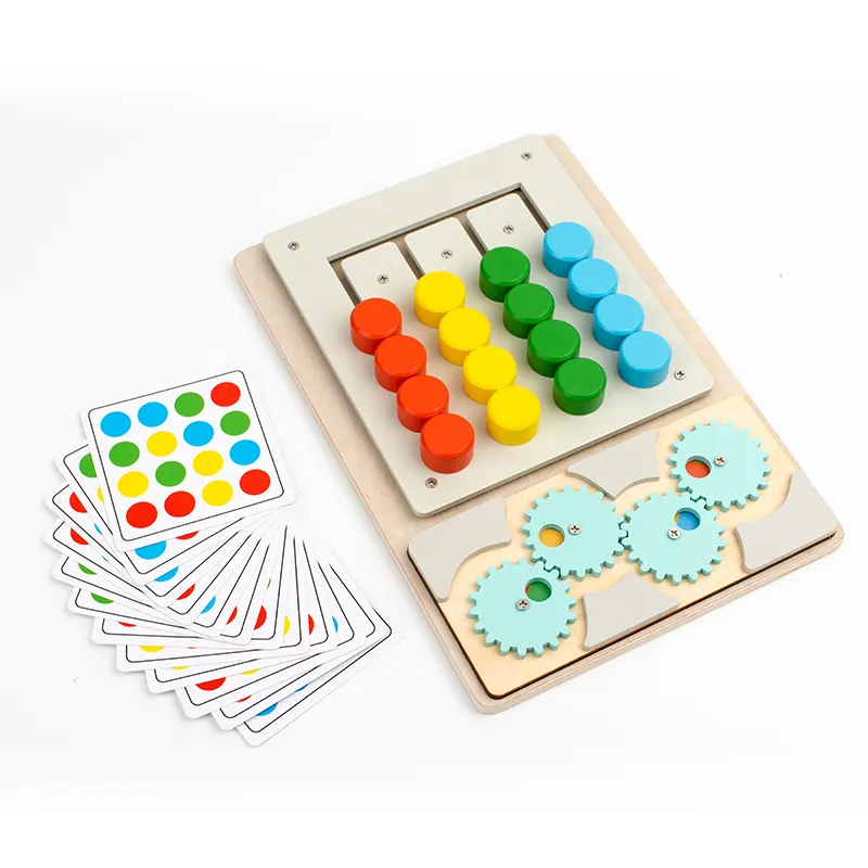 Montessori Criativo Pensamento Lógico Treinamento Deslizante Enigma De Madeira Macaron 4 Cores Combinando Jogo De Labirinto