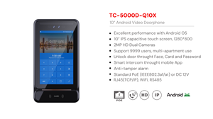 Taichuan 10&quot; High End Android Outdoor Panel Face Id <strong>Code</strong> Unlock SDK Available Support POE Apartment Video Door <strong>Access</strong> Control - Product Image 2