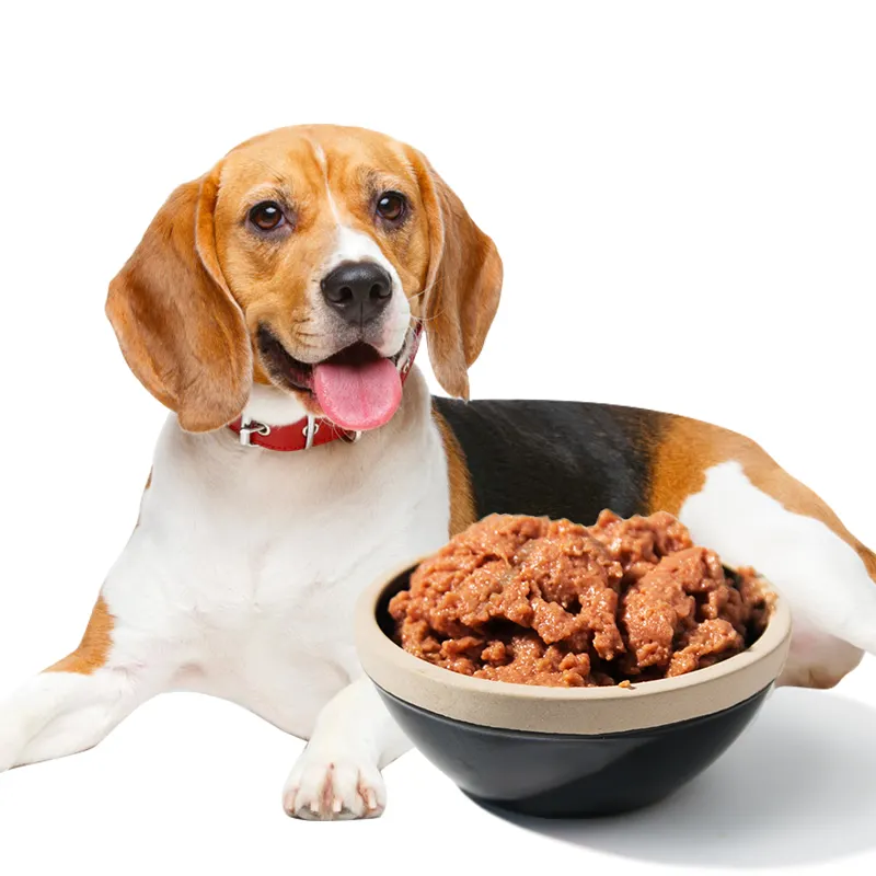 Venta al por mayor comida enlatada para perros 375G Pollo y verduras perro lata comida Etiqueta Privada comida para perros en lata