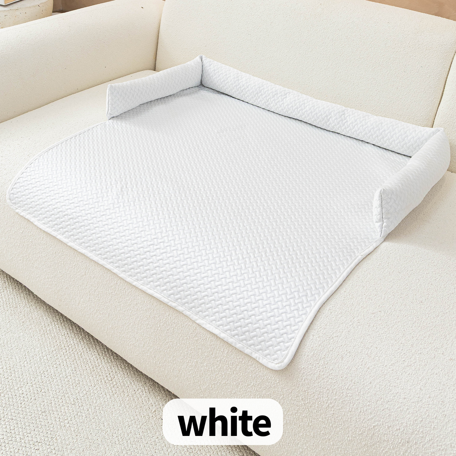 Tapis pour animaux de compagnie tissé en soie glacée - Blanc cassé