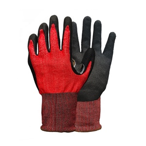 Iyi kullanım kırmızı ANSI A4 C kesim seviyesi HPPE Sandy nitril Palm kaplı Anti-Cut iş güvenliği eldiveni el ve kol koruma için - Product Image 3
