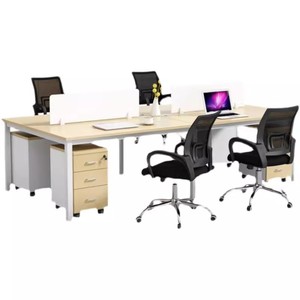 Mesa de ordenador de doble asiento moderna, estación de trabajo de oficina sencilla con ranura para tarjeta para configuración de oficina de cuatro personas - Product Image 5